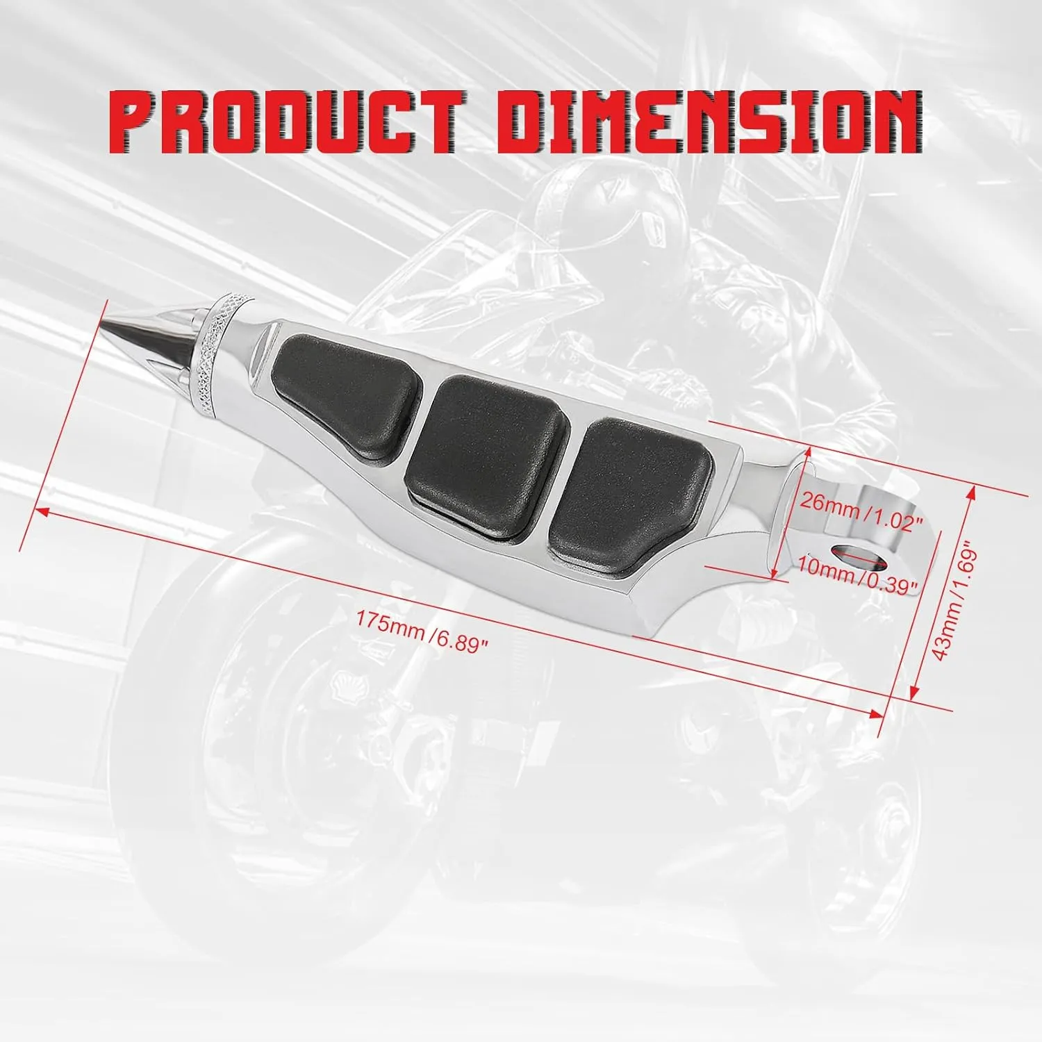 INNOGLOW Motorcycle 1 Pair Foot Pegs Spike Stiletto Foot Rests Anti Vibration Skidproof FootPeg Aluminum Footrest Set Male Mount Fit For Harley Davidson
