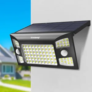intelamp LED Folding Motion Outdoor Solar Lights 4000mAh 1300LM,Dual Sensors Solar Security Lights 270°Lighting Angle with 3 Modes,Spotlights IP65 Waterproof(Yard,Wall,Porch,Garage) 1Pack