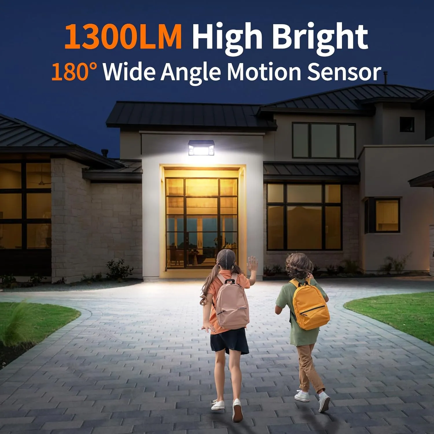 intelamp LED Folding Motion Outdoor Solar Lights 4000mAh 1300LM,Dual Sensors Solar Security Lights 270°Lighting Angle with 3 Modes,Spotlights IP65 Waterproof(Yard,Wall,Porch,Garage) 1Pack