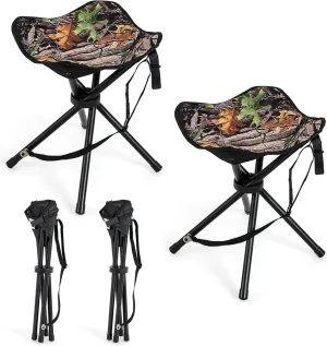 IRONMAX 2 Pack Hunting Stool, Portable Camping Stool with Shoulder Strap, 4 Legged Stools Hold up to 330lbs, Lightweight Folding Stool for Backpacking Fishing Hiking Travel, Camouflage