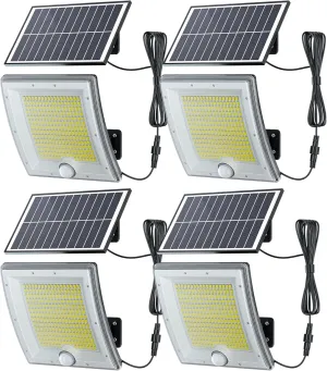 JACKYLED Solar Lights Outdoor Waterproof, Motion Sensor Security Light with 16.4ft Cord, Dusk to Dawn Solar Powered Flood Lights for Patio, Yard, Garage, 4-Pack