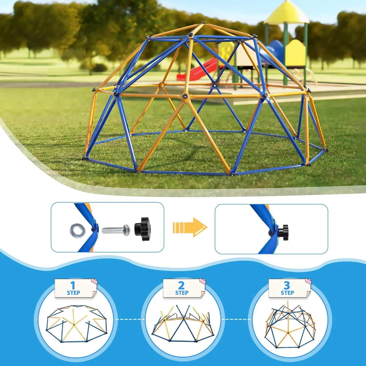 JAXPETY Climbing Dome for Kids 8-12, 10 FT Outdoor Jungle Gym for Kids Ages 4-8, Climbing Toys Play Equipment Backyard, Durable Play Structure 500 Lbs. Capacity