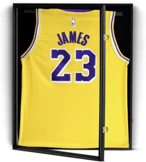Jersey Frame Display Case, NETGOG 23.6x31.5-in Large Jersey Frame Shadow Box Lockable with UV Protection Acrylic and Hanger for Collection Baseball Basketball Football Hockey Sport Shirt Black