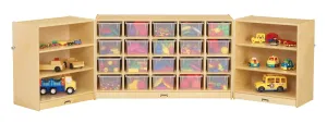 Jonti-Craft 03230JC 20 Cubbie-Tray Triple Fold-n-Lock Storage with Clear Bins