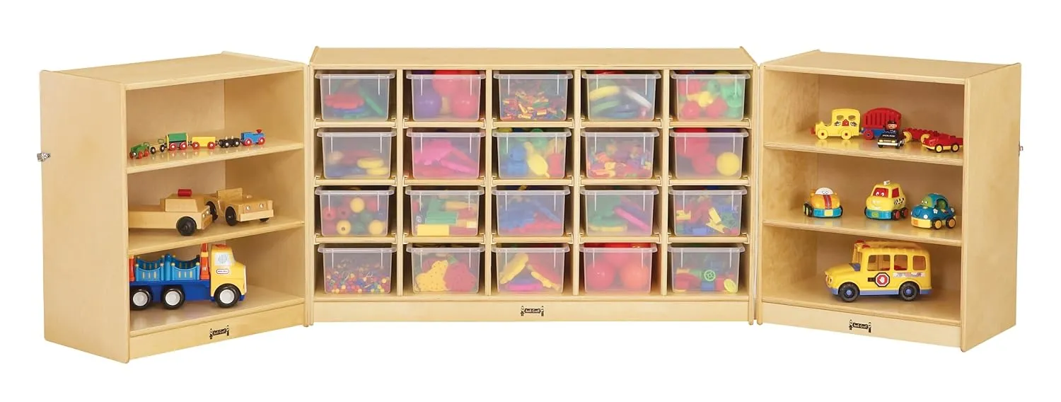 Jonti-Craft 03230JC 20 Cubbie-Tray Triple Fold-n-Lock Storage with Clear Bins