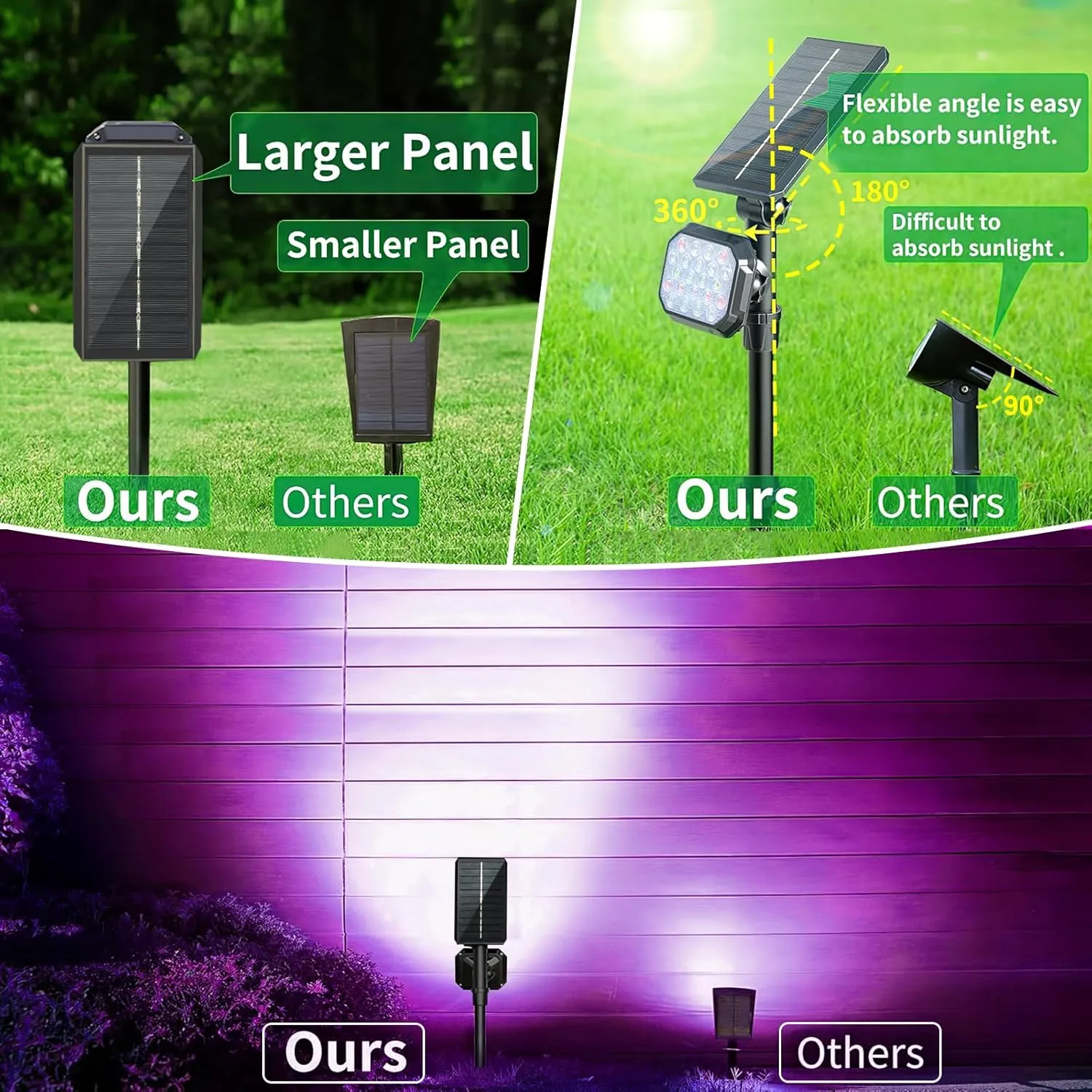 JSOT Solar Lights Outdoor Waterproof - Color Changing Spot Lights Outside, Solar Powered Spotlight Landscape Lighting Halloween Spotlights for Tree Garden Yard Pathway Driveway House Christmas