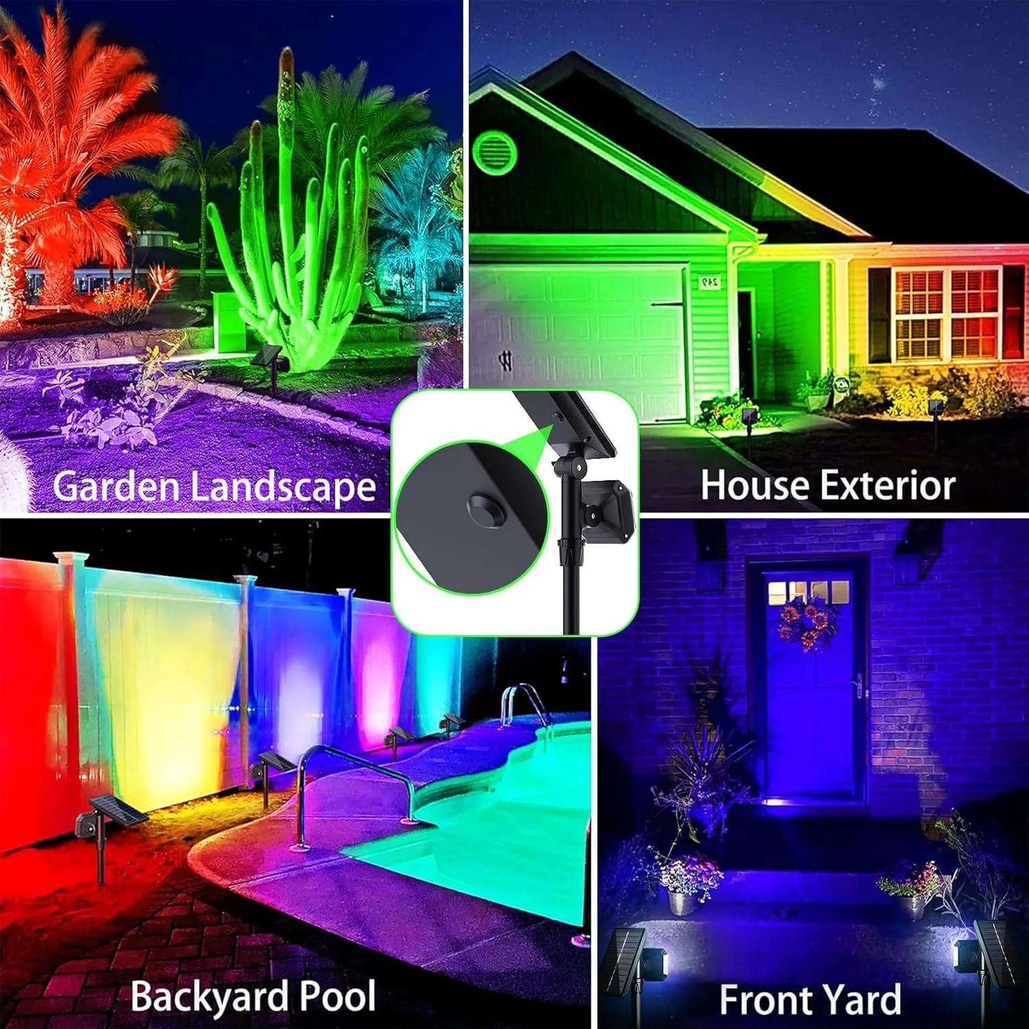 JSOT Solar Lights Outdoor Waterproof - Color Changing Spot Lights Outside, Solar Powered Spotlight Landscape Lighting Halloween Spotlights for Tree Garden Yard Pathway Driveway House Christmas