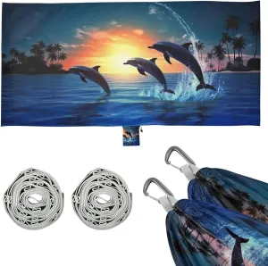 Jumping Dolphin Camping Hammock, 330 lbs with 2 Tree Straps, Carry Bag, Single Portable Hammock for Outdoor/Indoor, Hiking, Beach, Backpacking, Travel