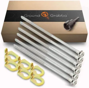 Junior Stake Kit | Heavy Duty Screw-in Ground Anchors, for Tents, Outdoor Camping, and Backpacking | 6 Stakes, The Fang (6), 15mm Hex Driver (1)