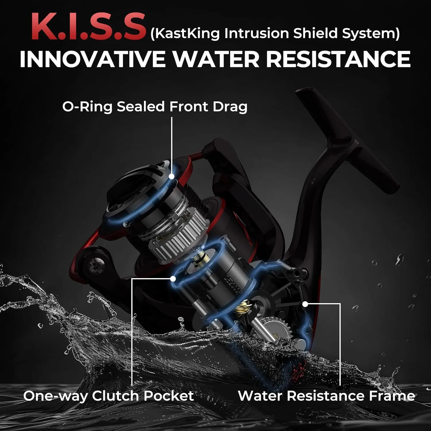 KastKing Sharky III Fishing Reel - New Spinning Reel - Carbon Fiber 39.5 LBs Max Drag - 10 1 Stainless BB for Saltwater or Freshwater - Oversize Shaft - Super Value!