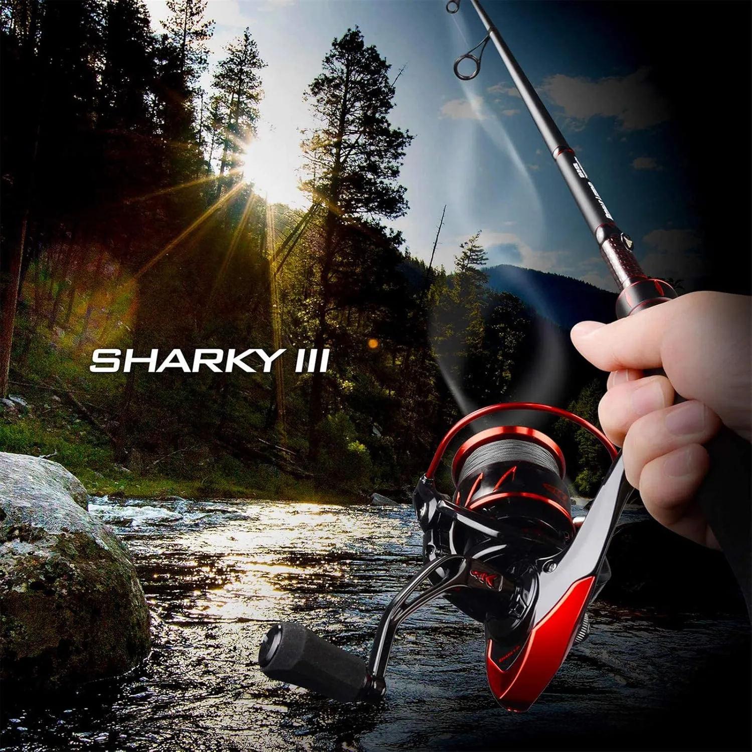 KastKing Sharky III Fishing Reel - New Spinning Reel - Carbon Fiber 39.5 LBs Max Drag - 10 1 Stainless BB for Saltwater or Freshwater - Oversize Shaft - Super Value!