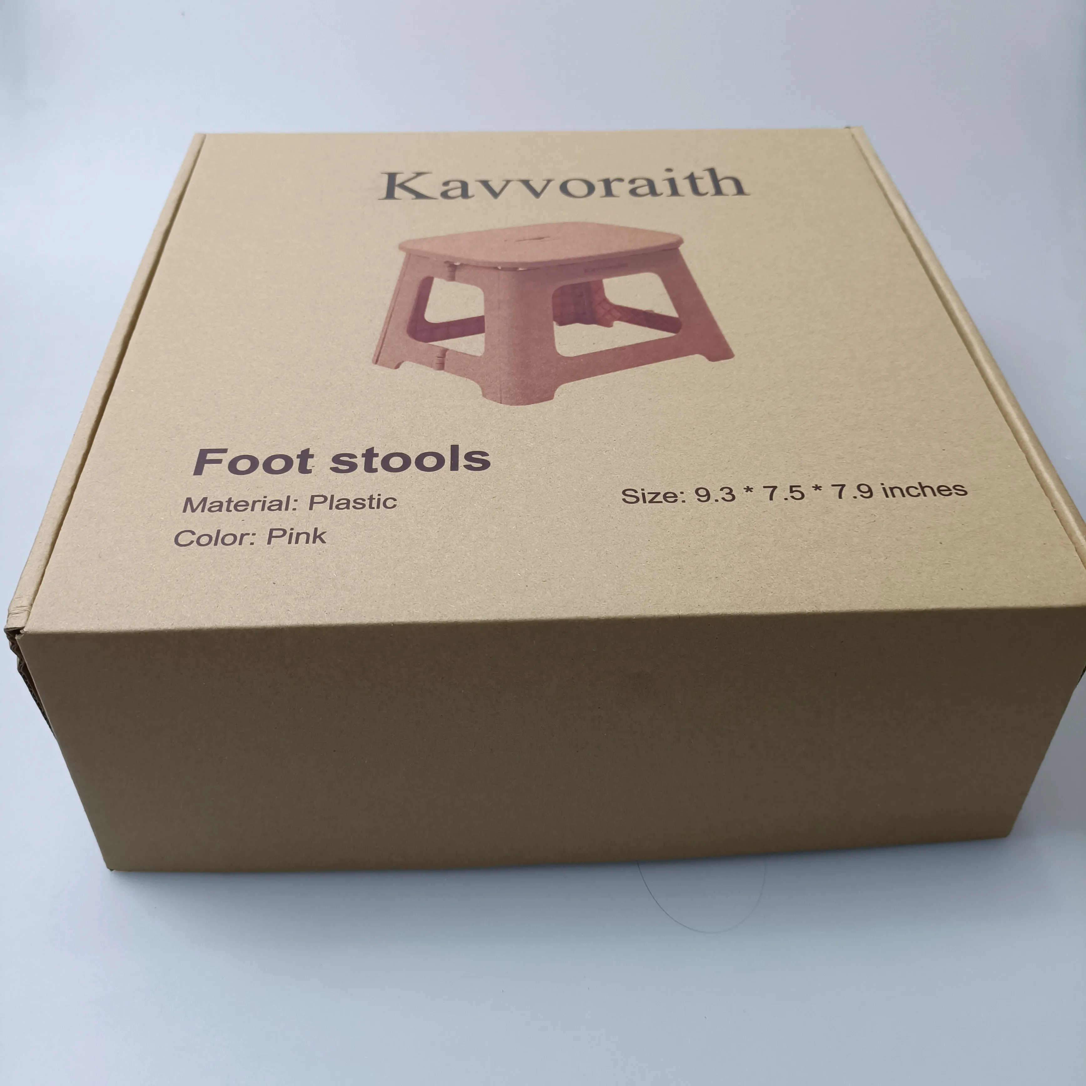 Kavvoraith Foot Stool, Foldable Plastic Material, Pink Color, 9.3*7.5*7.9 inches