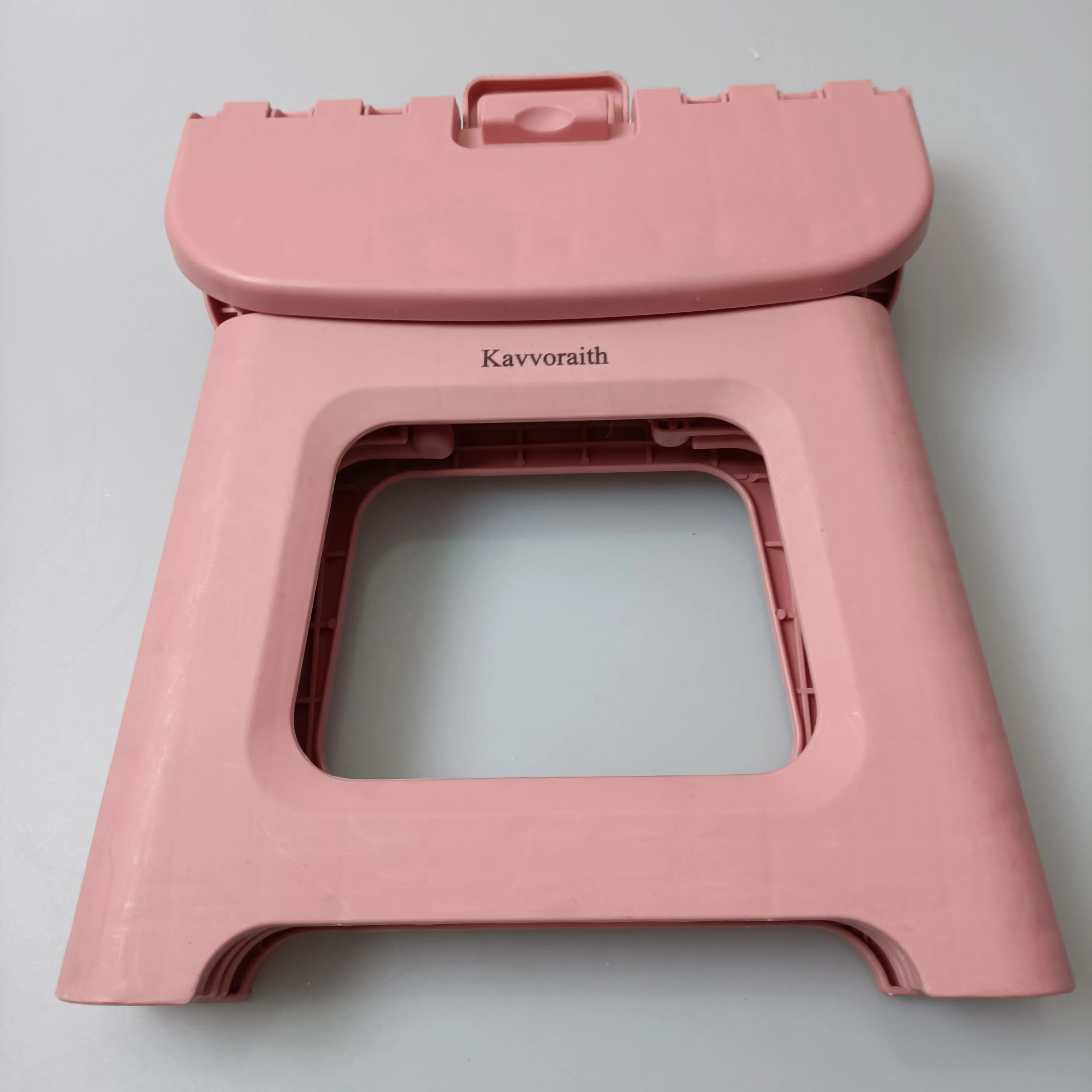 Kavvoraith Foot Stool, Foldable Plastic Material, Pink Color, 9.3*7.5*7.9 inches