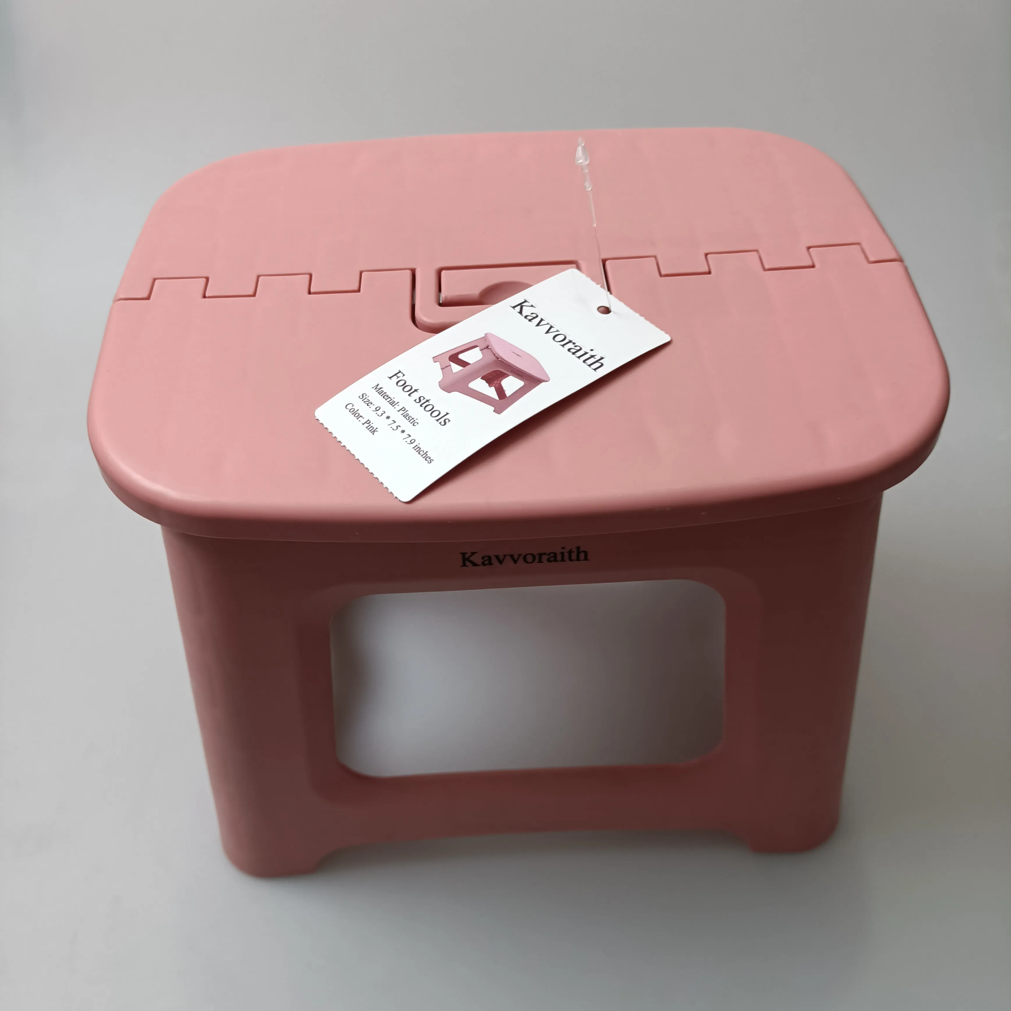 Kavvoraith Foot Stool, Foldable Plastic Material, Pink Color, 9.3*7.5*7.9 inches
