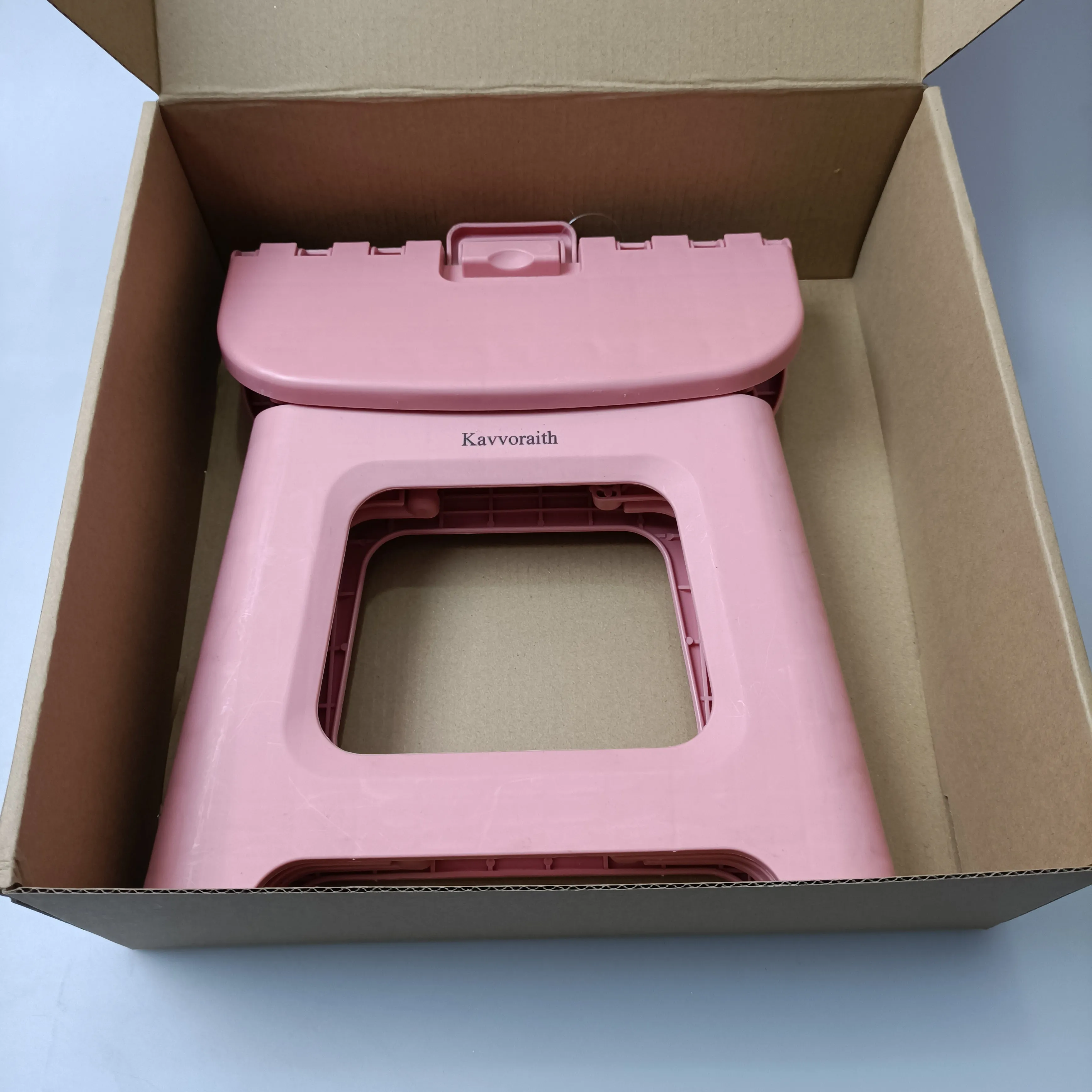 Kavvoraith Foot Stool, Foldable Plastic Material, Pink Color, 9.3*7.5*7.9 inches