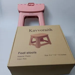 Kavvoraith Foot Stool, Foldable Plastic Material, Pink Color, 9.3*7.5*7.9 inches