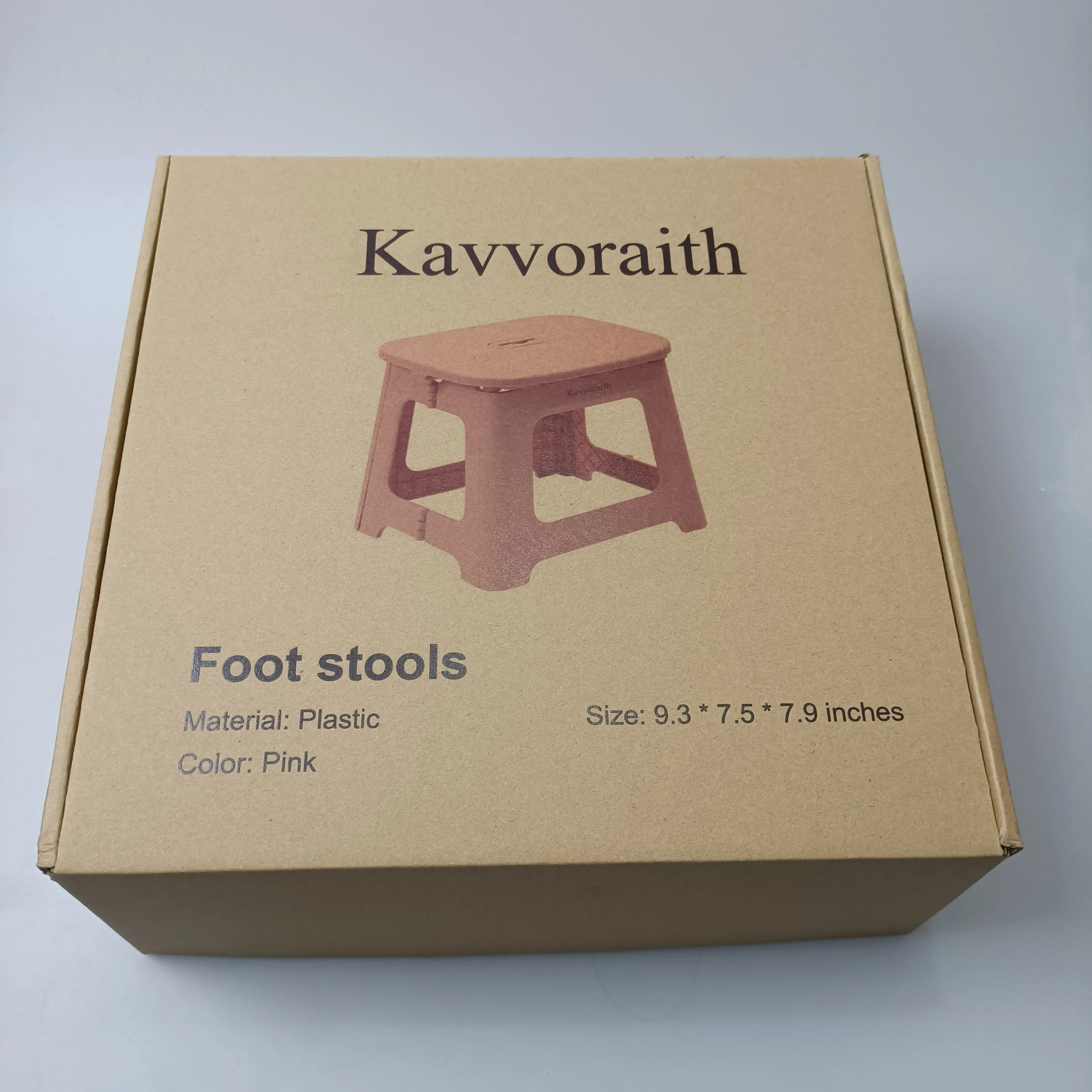 Kavvoraith Foot Stool, Foldable Plastic Material, Pink Color, 9.3*7.5*7.9 inches