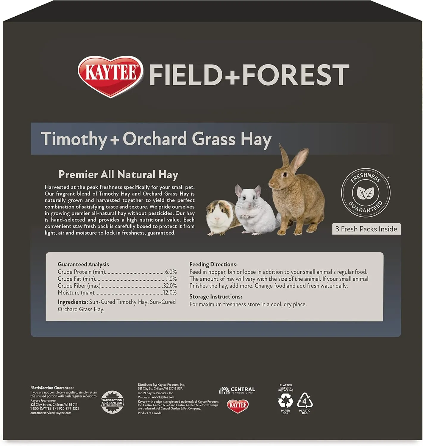Kaytee Field Forest Timothy Orchard Grass Hay 90 Ounces