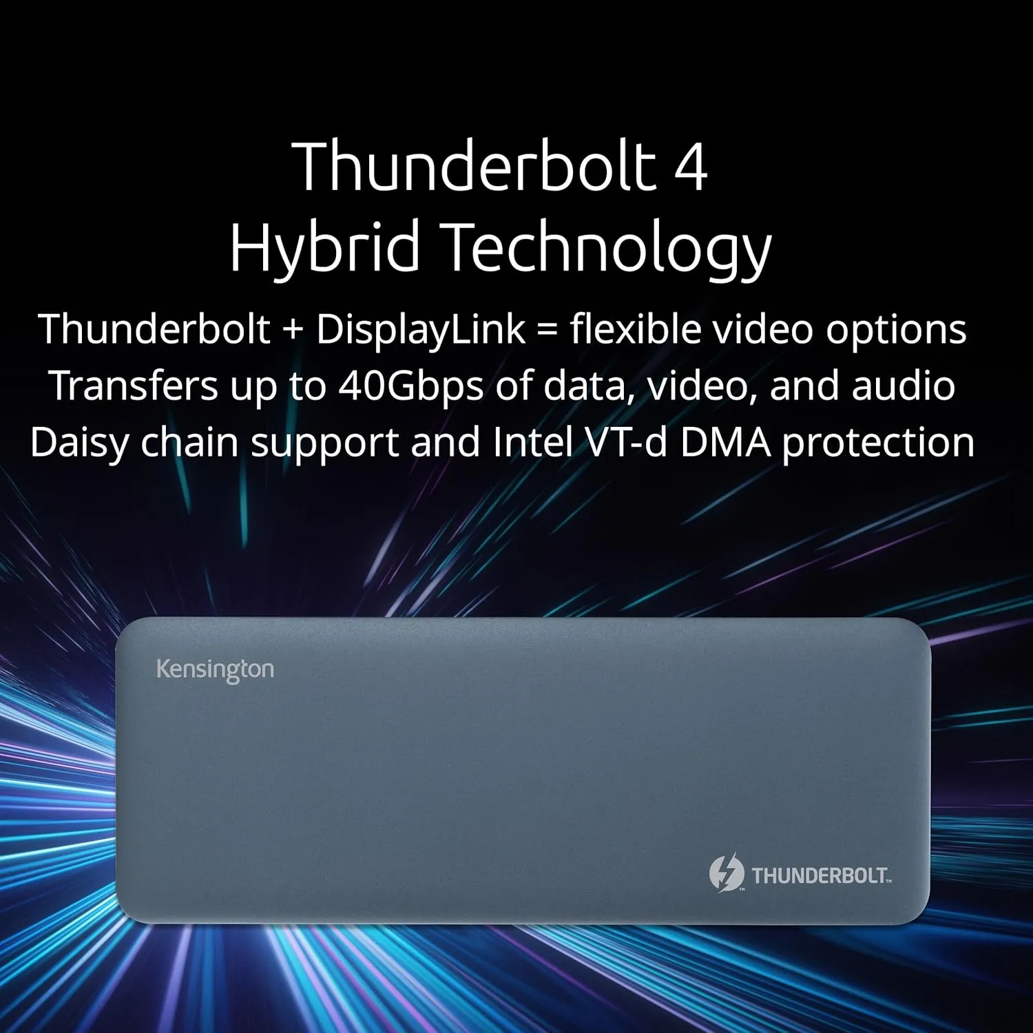 Kensington SD5900T DisplayLink Docking Station Thunderbolt 4, Quad 4K for MacBook Pro/Air M1/M2/M3/M4 with Pro and Max Chipsets, 100W PD, HDMI/DP/TB4, SD/Micro SD Card Slots - Midnight Blue (K35232NA)
