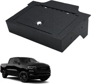 KEREN Center Console Gun Safe - Console Gun Vault Compatible with Dodge RAM 1500/2500/3500 Limited/Longhorn Slide 2019-2025, High Security Armrest Lock Box with triple lock