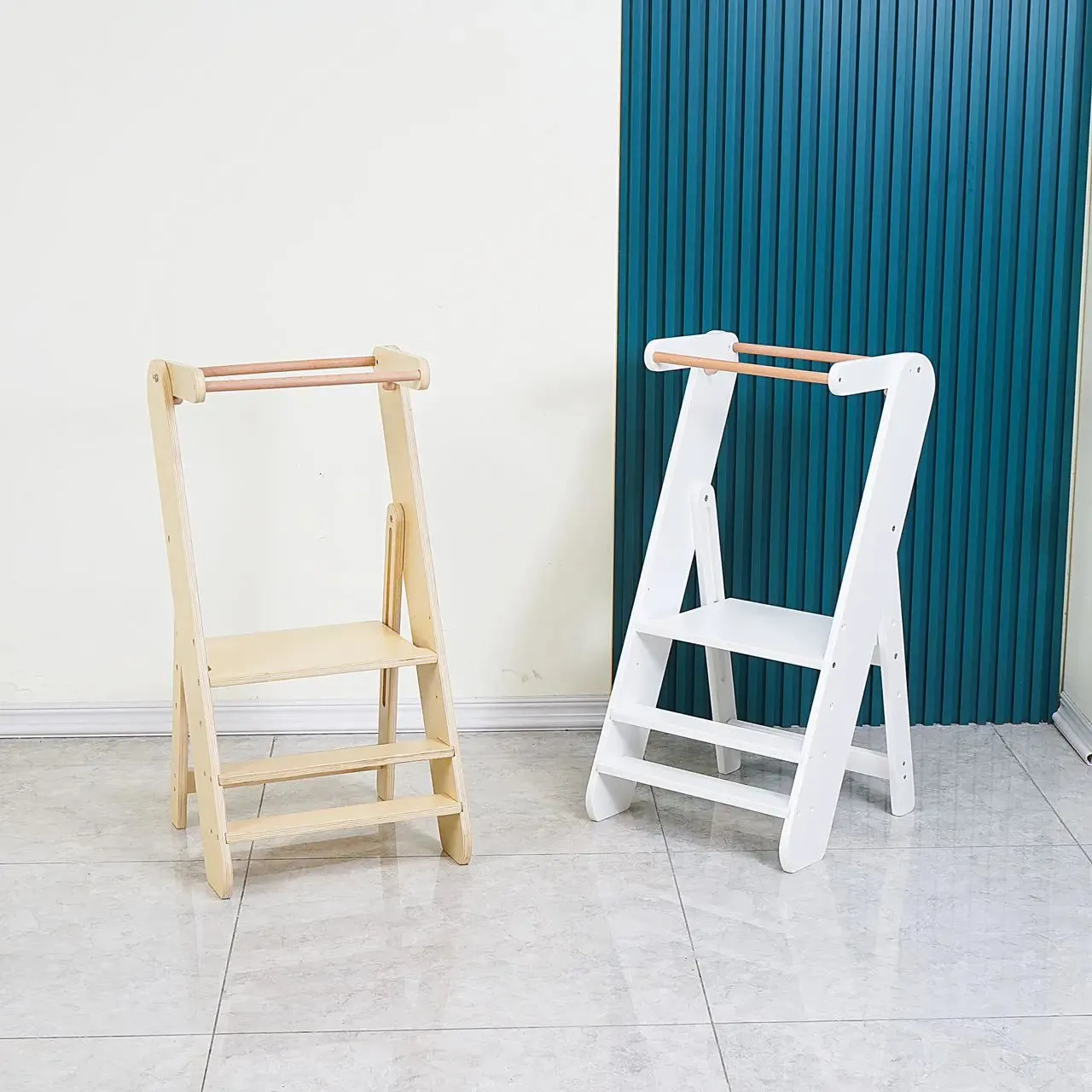 Ketu Foldable Toddler Step Stool in White