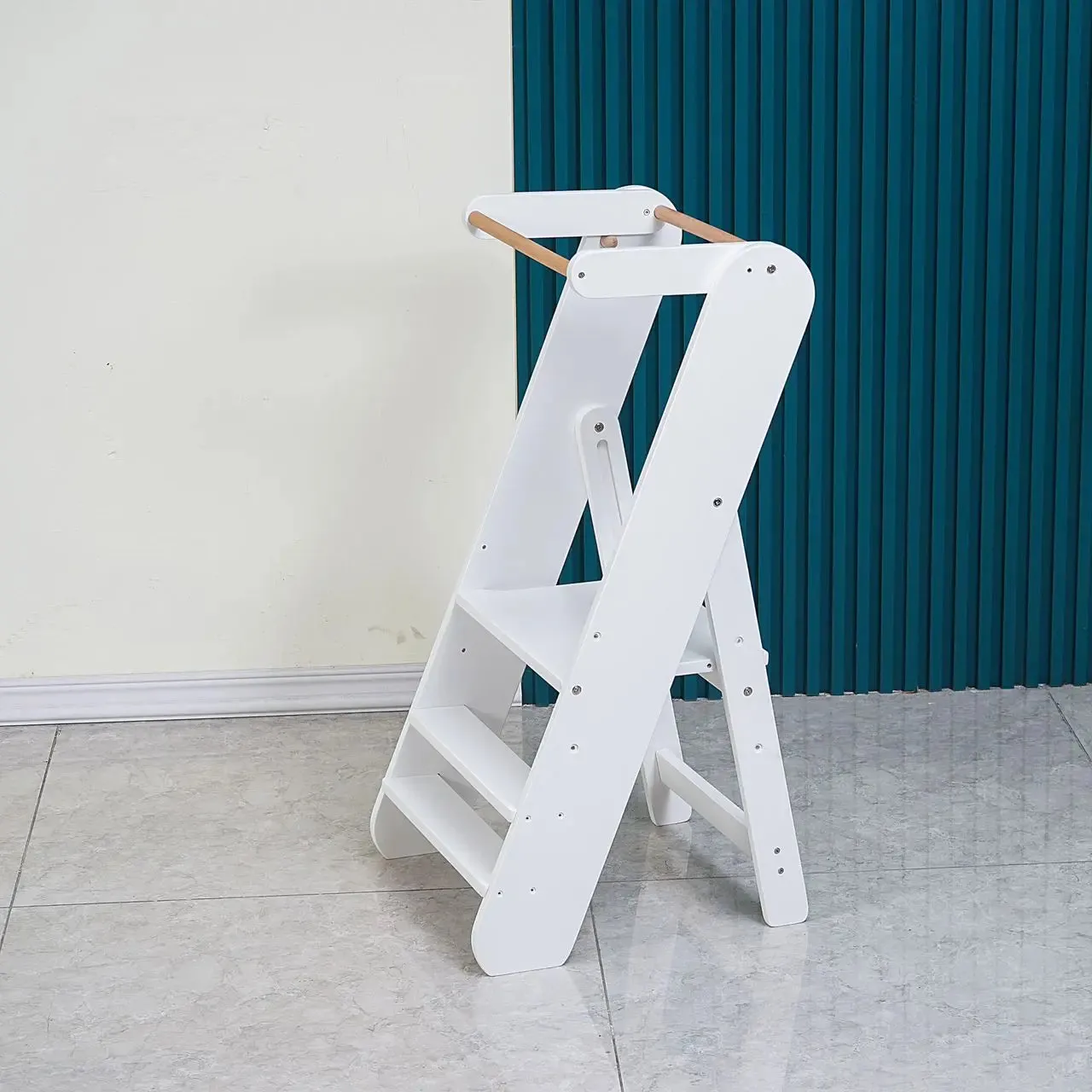 Ketu Foldable Toddler Step Stool in White