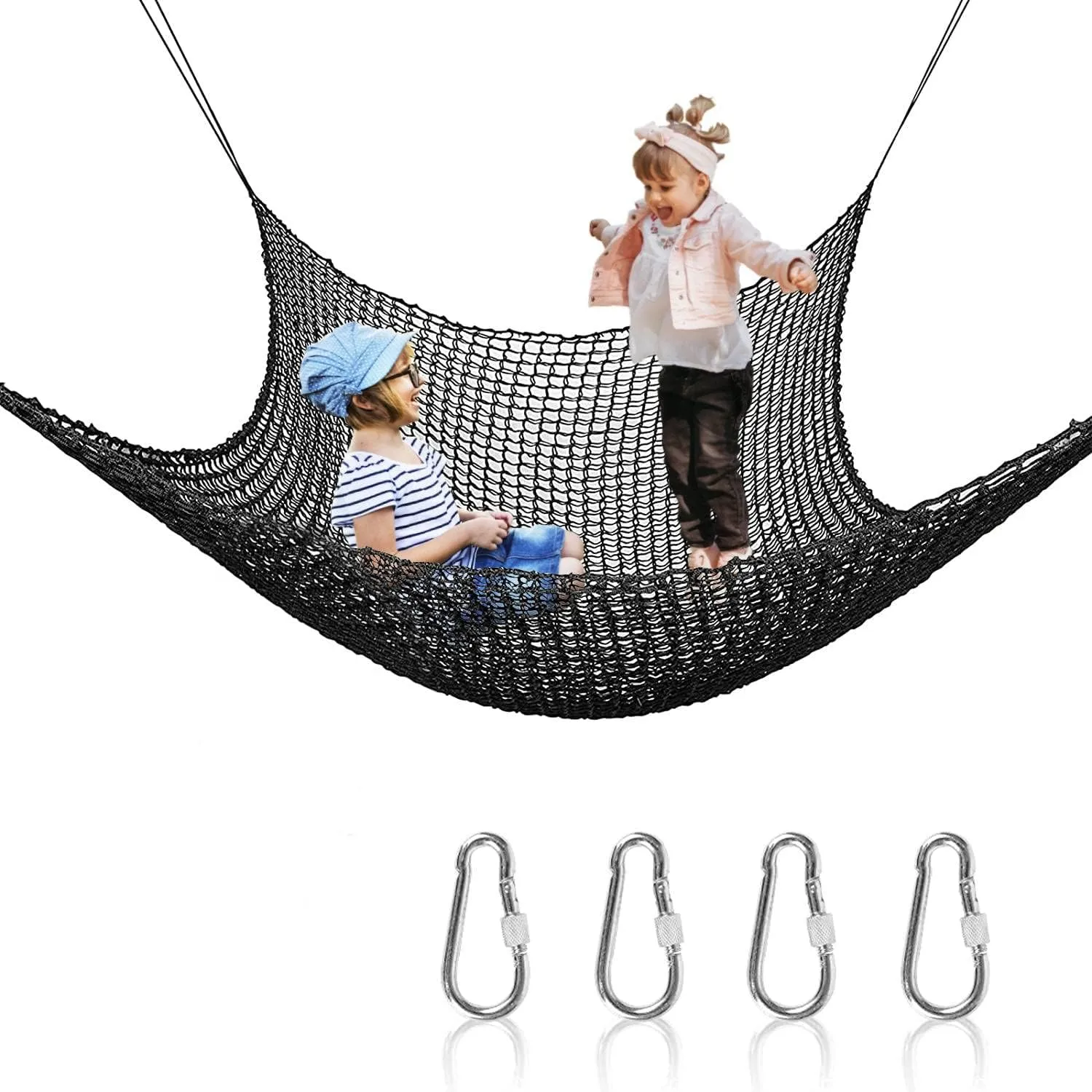 Kids Playground Net Play Safety Net Outdoor Backyard Treehouse Climbing Cargo Net Double Layers Climbing Rope Net DUSUYO Black Nylon(6.6FT*9.9FT)