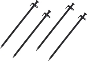 Kisangel Camping Tent Stakes 4pcs Heavy Duty Pegs 30cm Steel Ground Nail Family Tent Accessories Hiking Tool