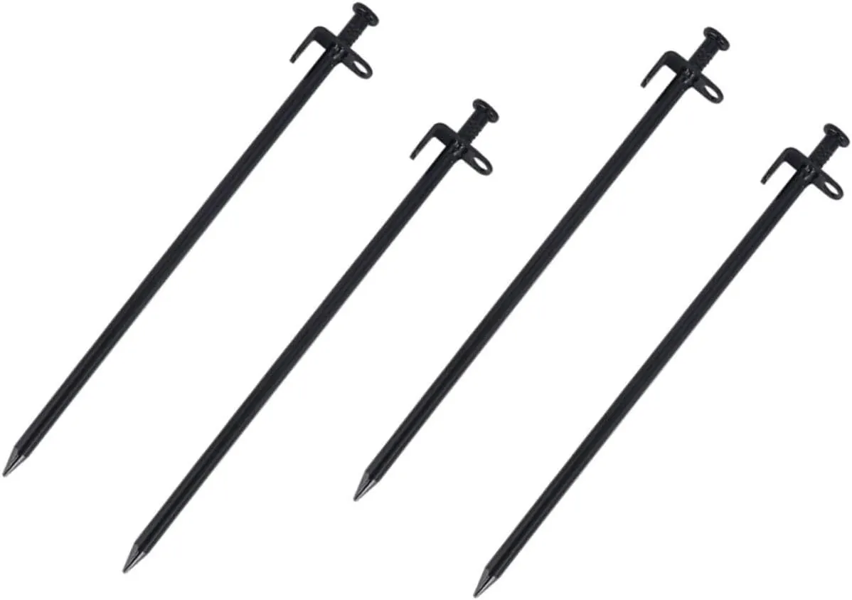 Kisangel Camping Tent Stakes 4pcs Heavy Duty Pegs 30cm Steel Ground Nail Family Tent Accessories Hiking Tool