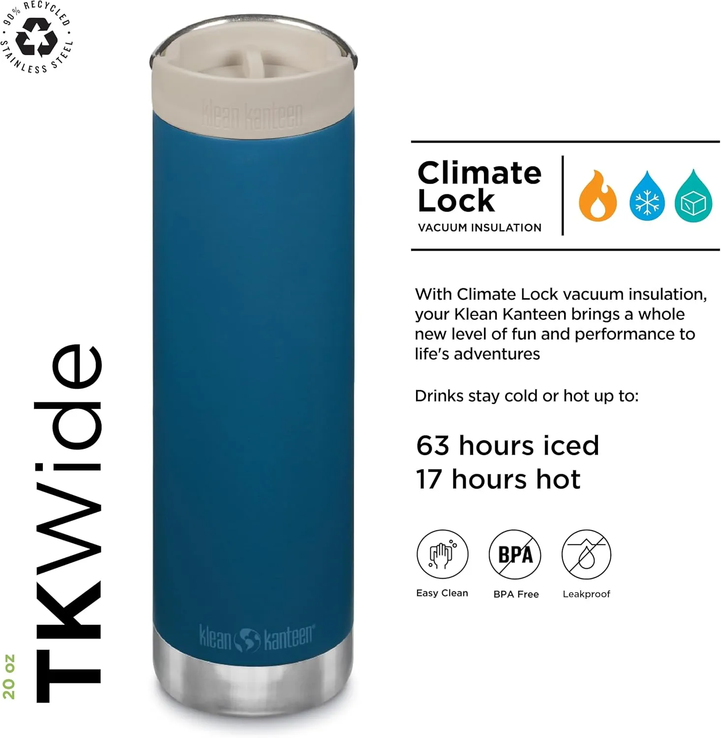 Klean Kanteen 20oz TKWide Insulated Coffee Tumbler with Café Cap - Corsair