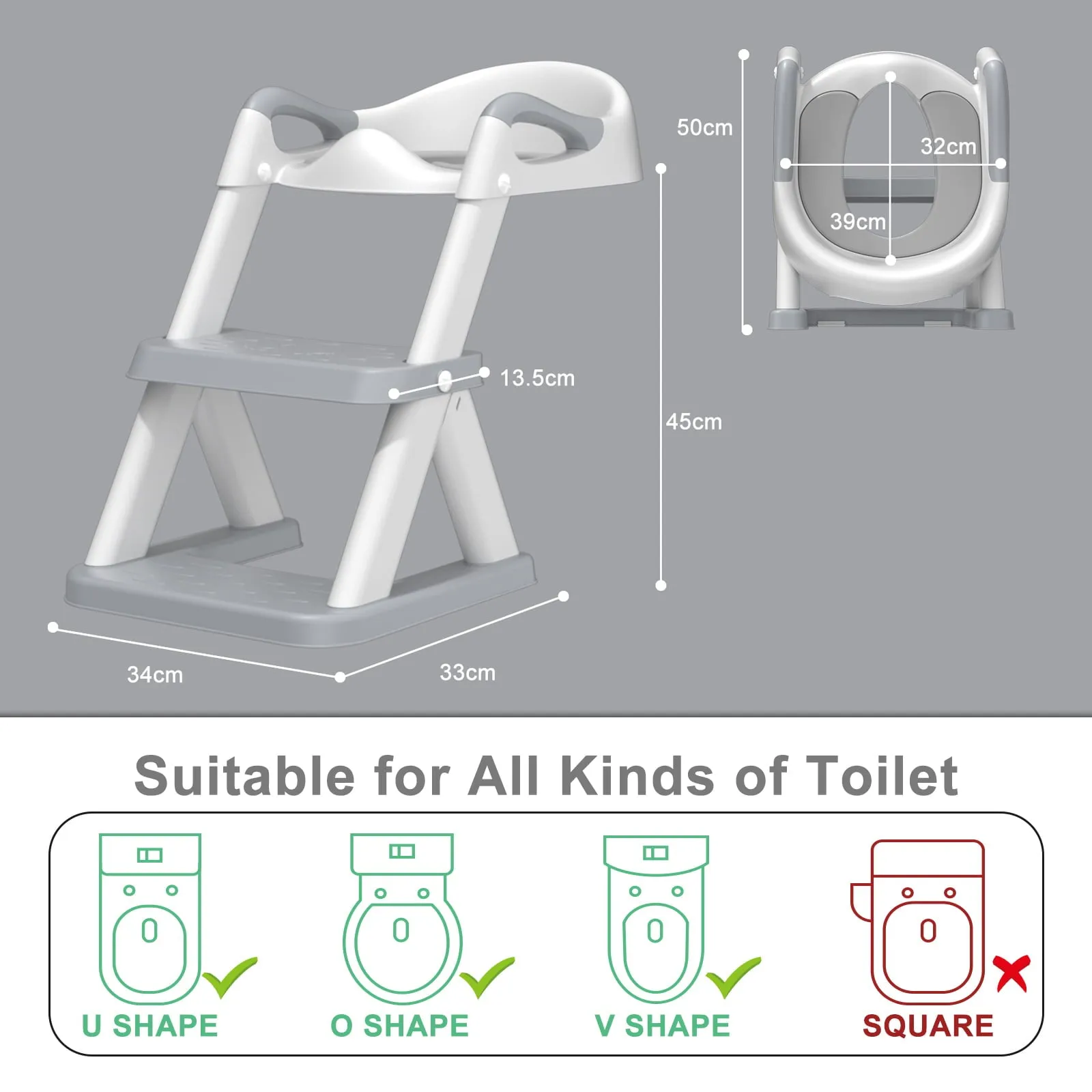 KORIMEFA Baby Potty Training Seat with Step Stool Ladder, Upgrade Toddler Potty Toilet Seat with Anti-Slip Pads Ladder for Kids Boys Girls