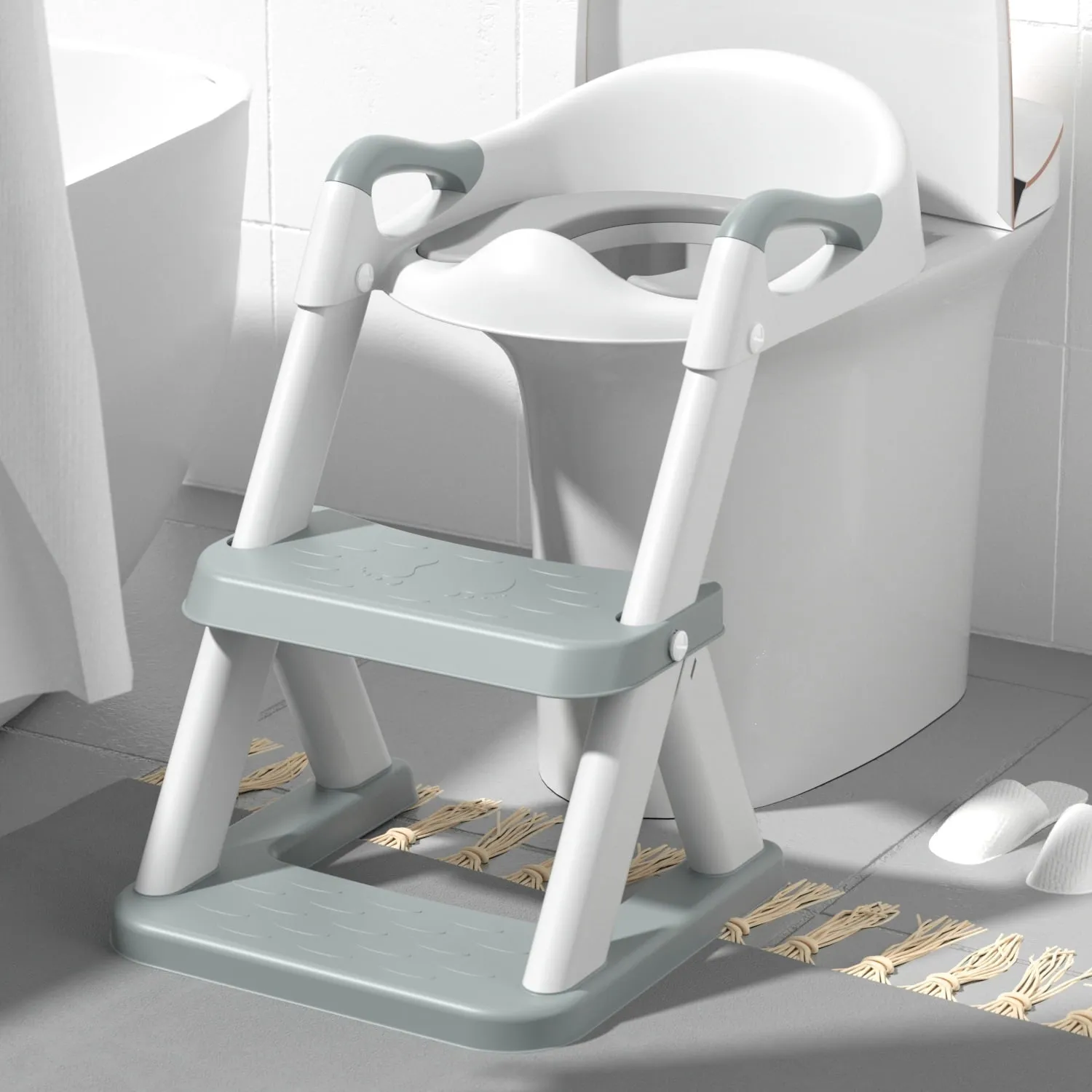 KORIMEFA Baby Potty Training Seat with Step Stool Ladder, Upgrade Toddler Potty Toilet Seat with Anti-Slip Pads Ladder for Kids Boys Girls