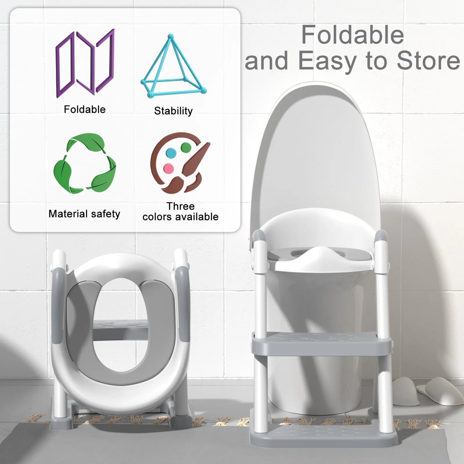 KORIMEFA Baby Potty Training Seat with Step Stool Ladder, Upgrade Toddler Potty Toilet Seat with Anti-Slip Pads Ladder for Kids Boys Girls