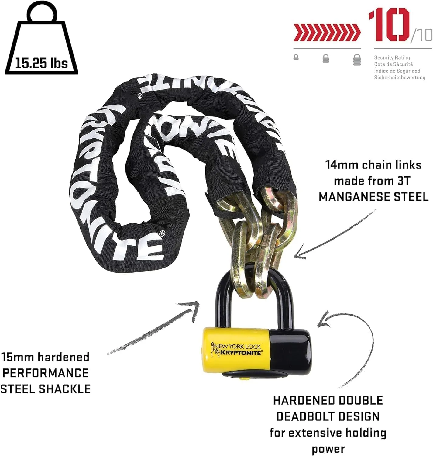 Kryptonite New York Fahgettaboudit Chain 1415 & New York Disc Lock