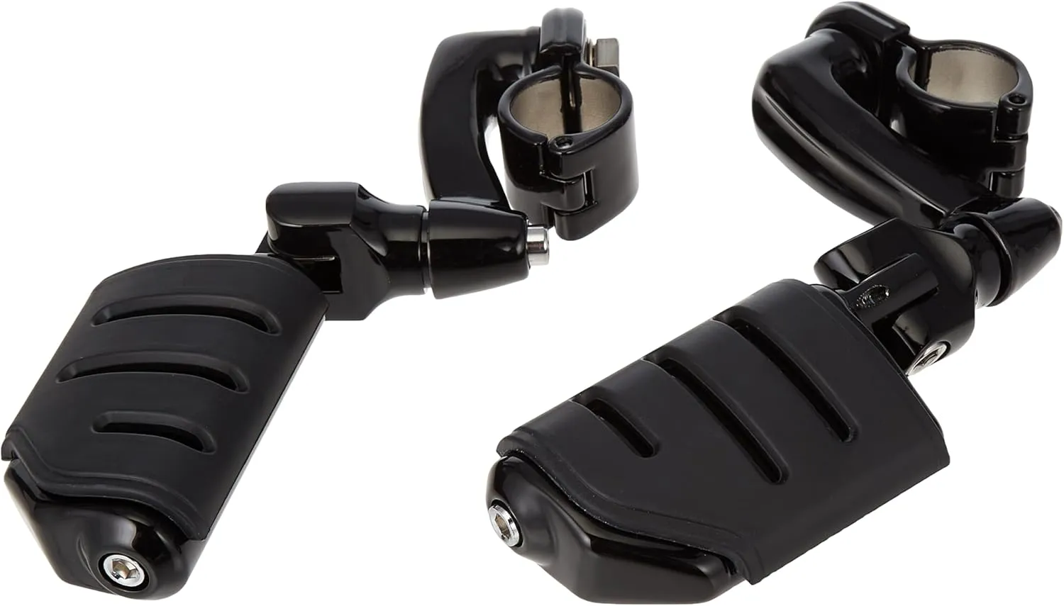 Kuryakyn 7599 Motorcycle Foot Controls: Longhorn Offset Trident Dually Highway Pegs with Magnum Quick Clamps for 1-1/4" Engine Guards/Tubing, Gloss Black, 1 Pair