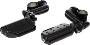 Kuryakyn 7599 Motorcycle Foot Controls: Longhorn Offset Trident Dually Highway Pegs with Magnum Quick Clamps for 1-1/4" Engine Guards/Tubing, Gloss Black, 1 Pair
