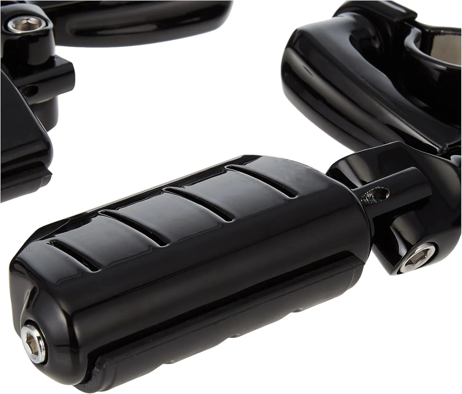 Kuryakyn 7599 Motorcycle Foot Controls: Longhorn Offset Trident Dually Highway Pegs with Magnum Quick Clamps for 1-1/4" Engine Guards/Tubing, Gloss Black, 1 Pair