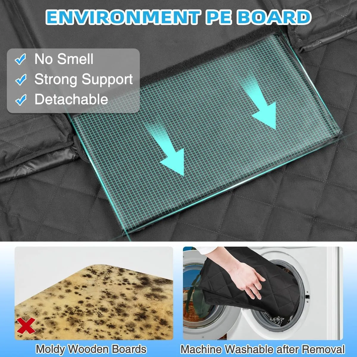 Kytely Back Seat Extender for Dogs,Hard Bottom Dog Car Seat Cover for Back Seat Support 400lb, Waterproof Dog Car Hammock Travel Bed for Car SUV Truck