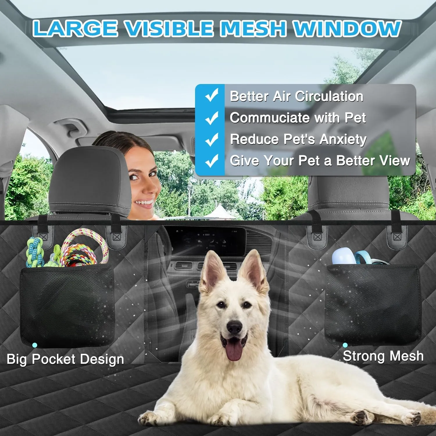 Kytely Back Seat Extender for Dogs,Hard Bottom Dog Car Seat Cover for Back Seat Support 400lb, Waterproof Dog Car Hammock Travel Bed for Car SUV Truck