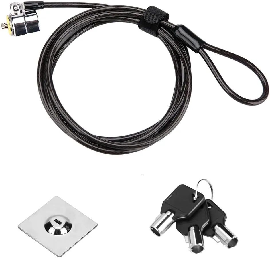 Laptop Cable Lock - 6.7Ft Security Cable with Adhesive Anchors - Compatible for Tablets, Laptops, iMac & Other Devices - 3 Keys (Keyed Different)