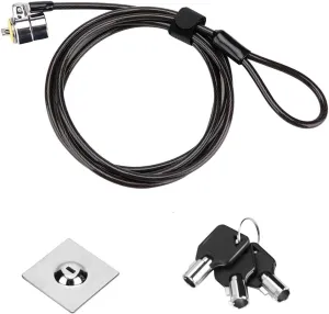 Laptop Cable Lock - 6.7Ft Security Cable with Adhesive Anchors - Compatible for Tablets, Laptops, iMac & Other Devices - 3 Keys (Keyed Different)