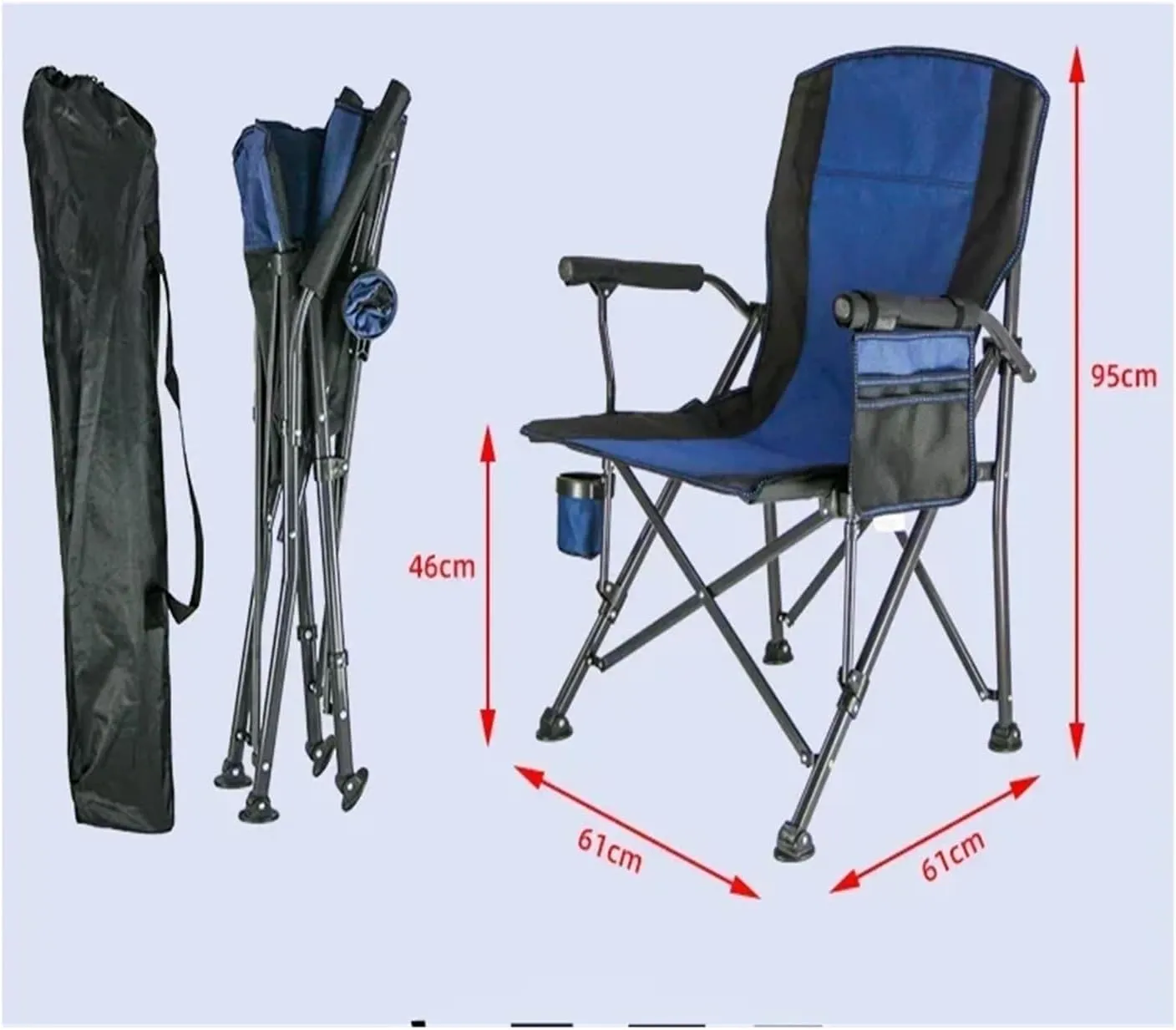 Large Folding Chairs Outdoor Portable Beach Stool Camping Chair Outdoor Furniture Beach Chair Solid Iron Recliner Stool Foldable (Size : Blue)