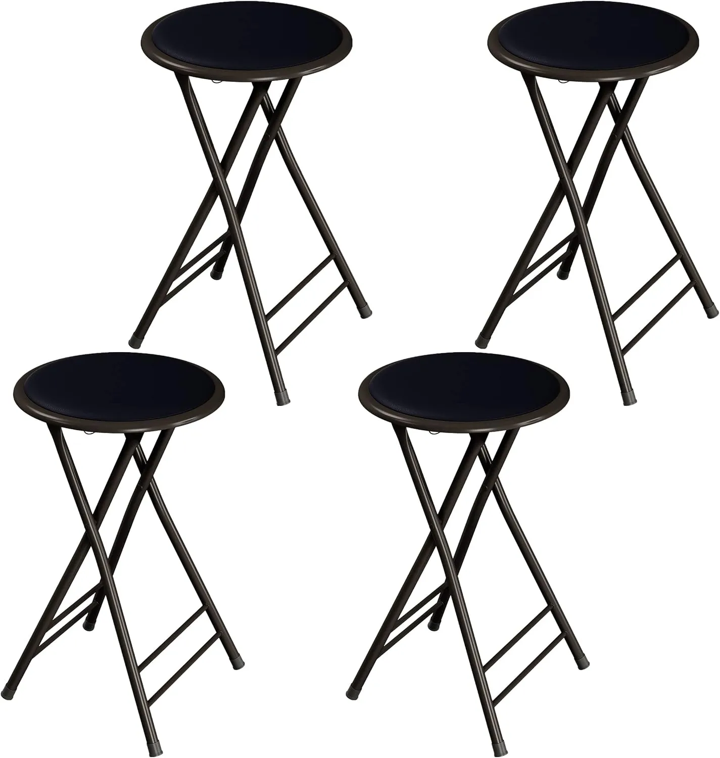 Lavish Home Set of 4 Counter Height Bar Stools – 24-Inch Backless Folding Chairs with 225lb Capacity for Kitchen, Rec Room, or Game Room (Black)