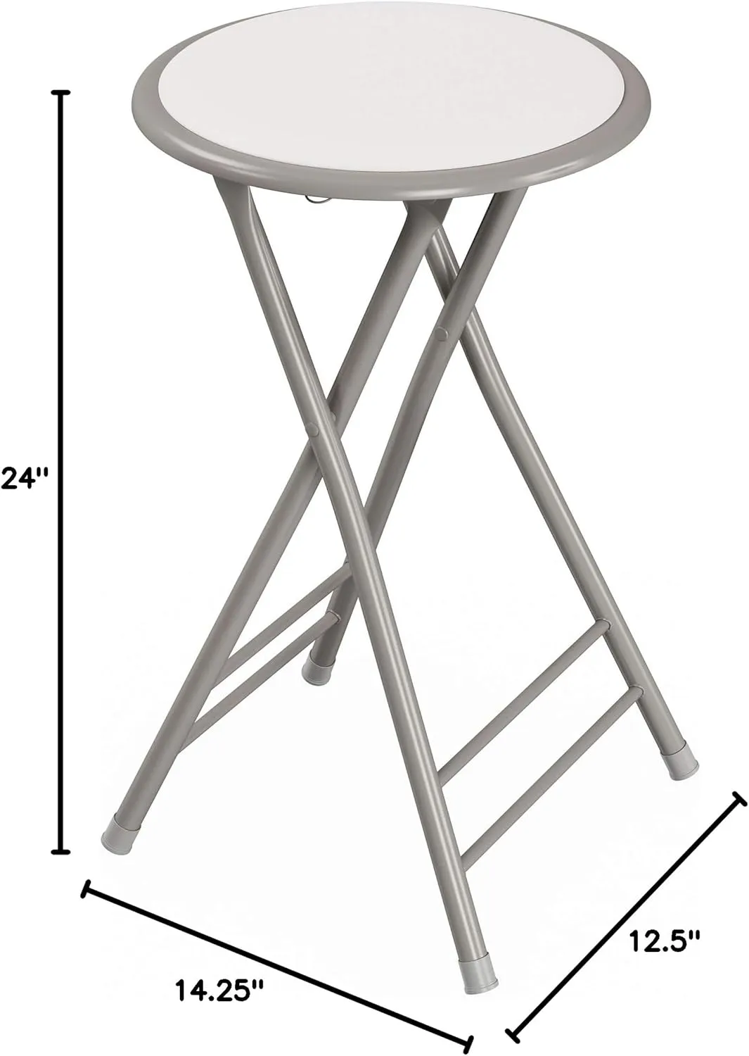 Lavish Home Set of 4 Counter Height Bar Stools - 24-Inch Backless Folding Chairs with 225lb Capacity for Kitchen, Rec Room, or Game Room (White)