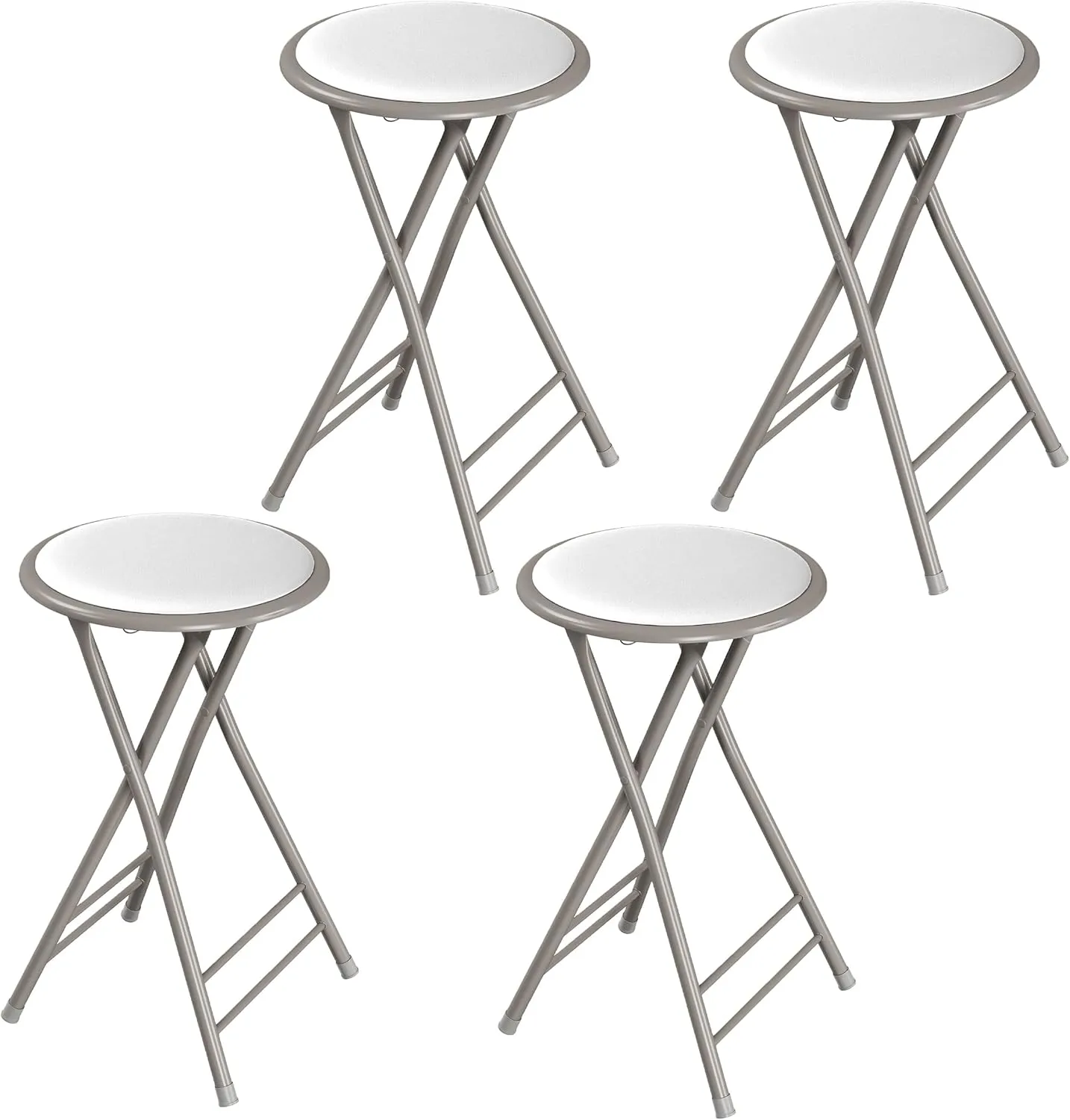 Lavish Home Set of 4 Counter Height Bar Stools - 24-Inch Backless Folding Chairs with 225lb Capacity for Kitchen, Rec Room, or Game Room (White)