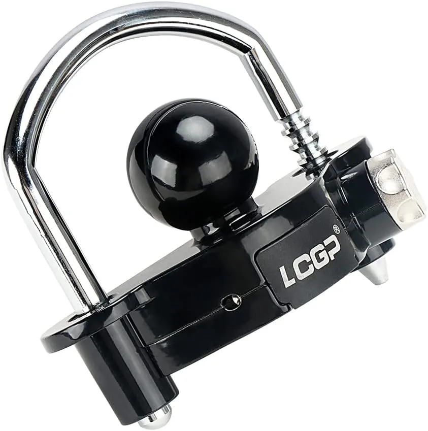 LCGP Black Trailer Hitch Lock with Combination Lock, Fits 1-7/8,2 and 2-5/16 Inch Couplers,Adjustable Storage Security, Heavy-Duty Steel