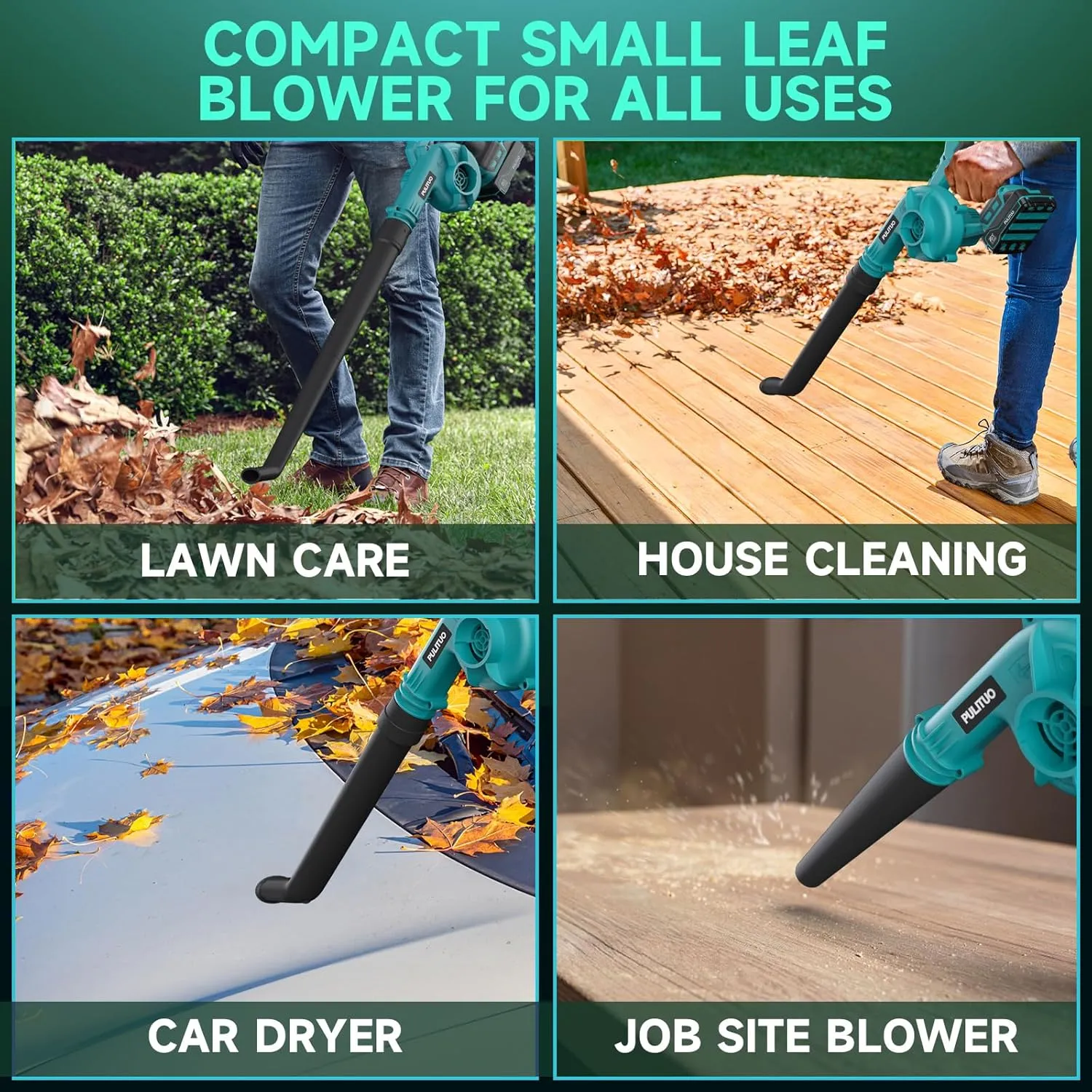 Leaf Blower Cordless with 2 Batteries and Charger, Brushless Electric Leaf Blower 150MPH 165CFM- 6 Variable Speed Lightweight Battery Leaf Blowers for Lawn Care Patio Yard Shop Jobsite (Blue)