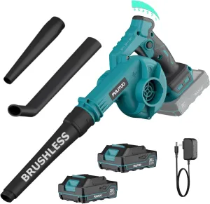 Leaf Blower Cordless with 2 Batteries and Charger, Brushless Electric Leaf Blower 150MPH 165CFM- 6 Variable Speed Lightweight Battery Leaf Blowers for Lawn Care Patio Yard Shop Jobsite (Blue)