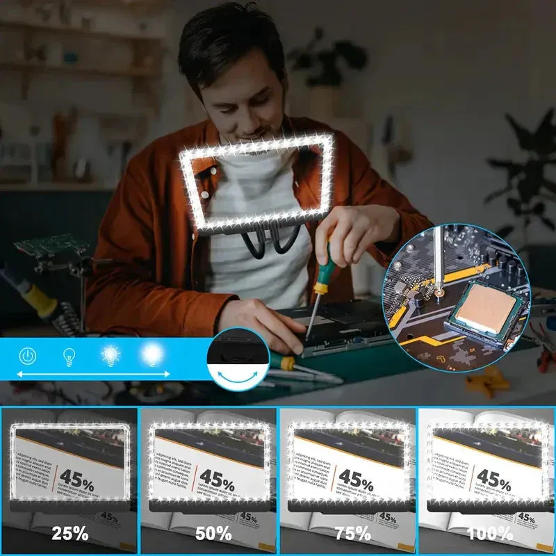 LED Magnifying Glass with Stand - 5x Zoom, USB Rechargeable Reading Aid