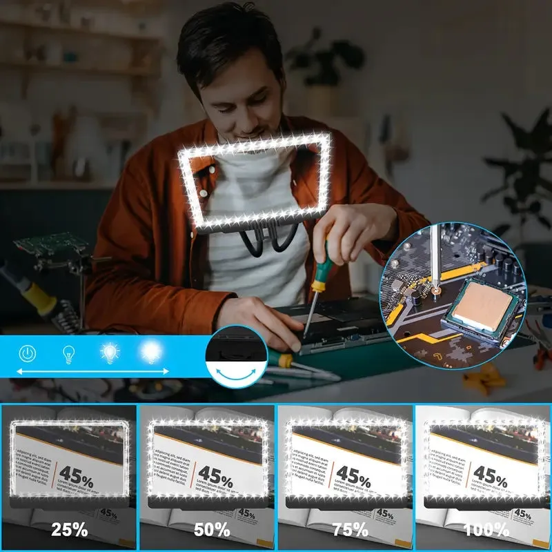 LED Magnifying Glass with Stand - 5x Zoom, USB Rechargeable Reading Aid